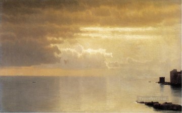 William Stanley Haseltine Painting - Un mar en calma Paisaje de Mentone Luminismo William Stanley Haseltine
